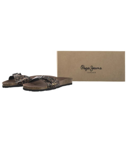 Pepe Jeans Oban Leopard W Dark Brown PLS90612 898 (PE37-a) Moteriški batai/šlepetės