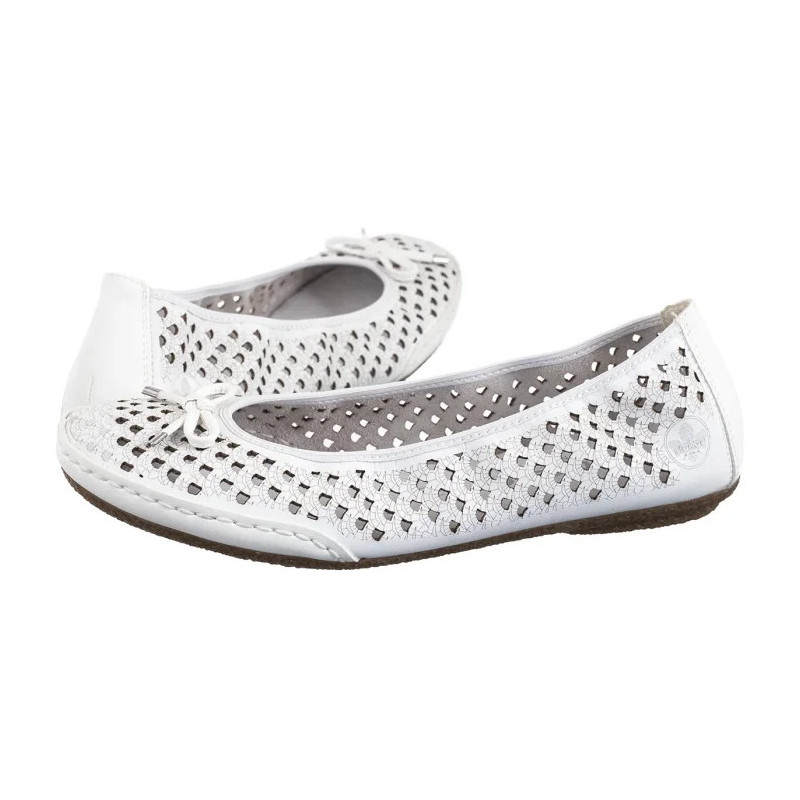 Rieker Białe Ażurowe 41489-80 White (RI241-a) bateliai