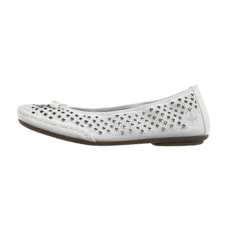 Rieker Białe Ażurowe 41489-80 White (RI241-a) bateliai