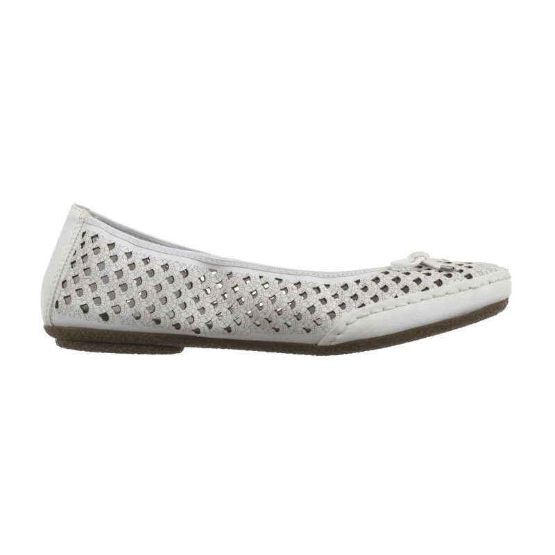 Rieker Białe Ażurowe 41489-80 White (RI241-a) bateliai