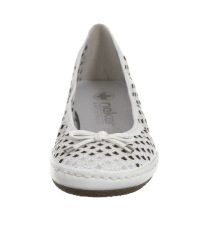 Rieker Białe Ażurowe 41489-80 White (RI241-a) bateliai