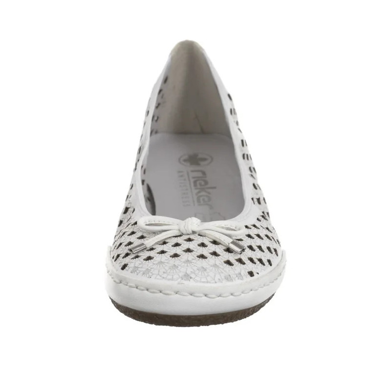 Rieker Białe Ażurowe 41489-80 White (RI241-a) bateliai