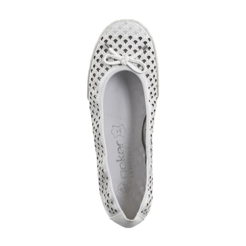 Rieker Białe Ażurowe 41489-80 White (RI241-a) bateliai