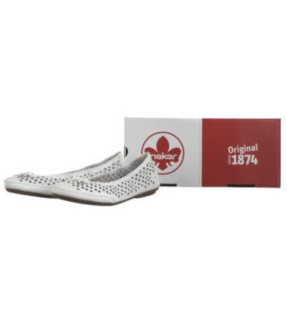 Rieker Białe Ażurowe 41489-80 White (RI241-a) bateliai
