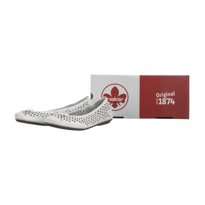 Rieker Białe Ażurowe 41489-80 White (RI241-a) bateliai