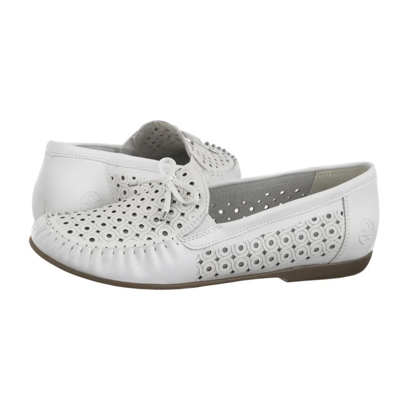 Rieker Białe Ażurowe L6352-80 White (RI249-a) batai