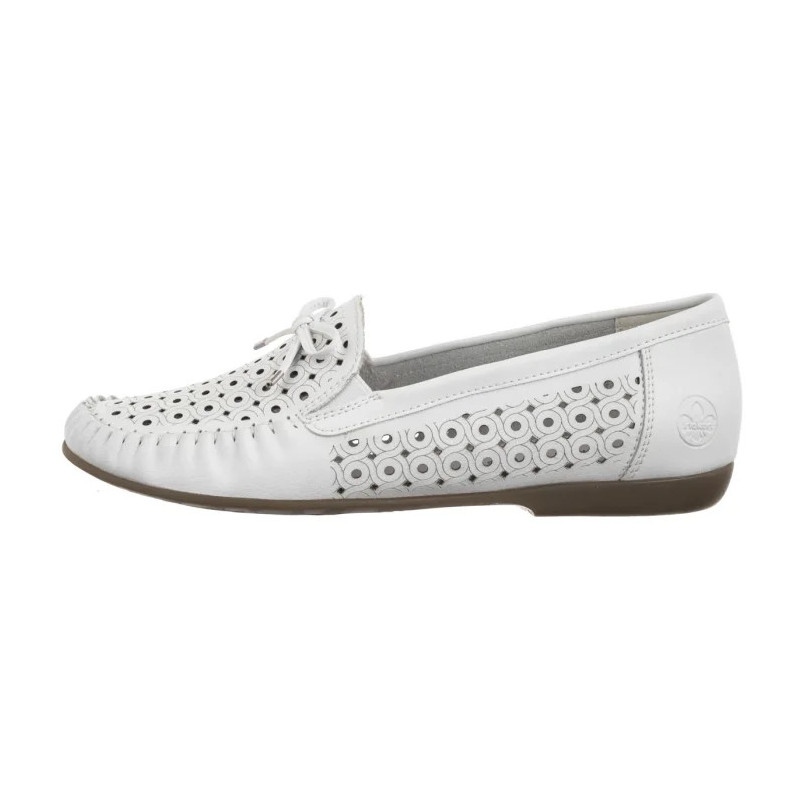 Rieker Białe Ażurowe L6352-80 White (RI249-a) batai