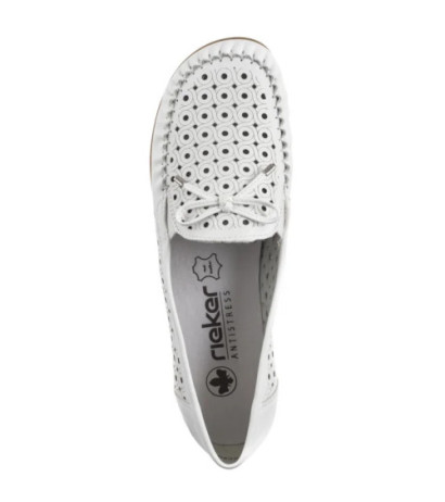 Rieker Białe Ażurowe L6352-80 White (RI249-a) batai