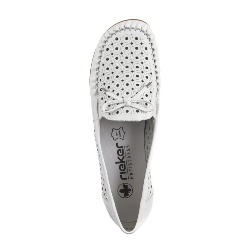 Rieker Białe Ażurowe L6352-80 White (RI249-a) batai