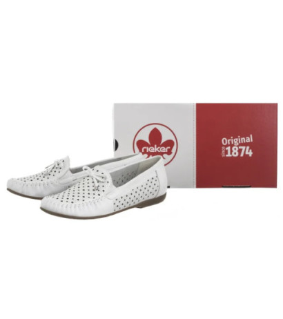 Rieker Białe Ażurowe L6352-80 White (RI249-a) batai