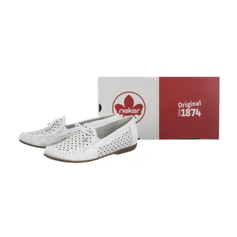 Rieker Białe Ażurowe L6352-80 White (RI249-a) batai