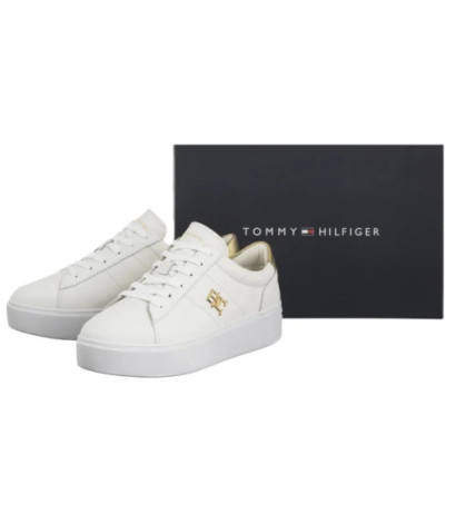 Tommy Hilfiger Platform Court Sneaker Metallics White FW0FW08648 YBS (TH1313-a) bateliai