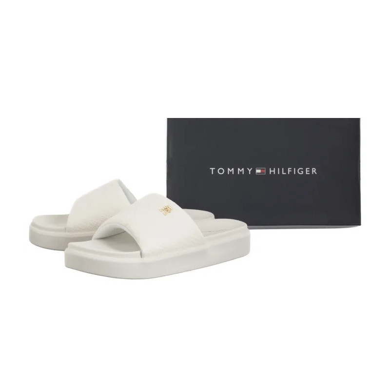 Tommy Hilfiger Platform Monogram Poolslide Ancient White FW0FW08526 YBH  (TH1316-a) Moteriški batai/šlepetės