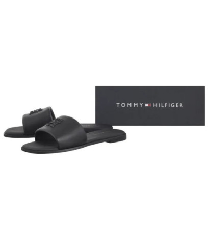 Tommy Hilfiger TH Logo Hardware Leather Mule Black FW0FW08806 BDS (TH1320-b) Moteriški batai/šlepetės