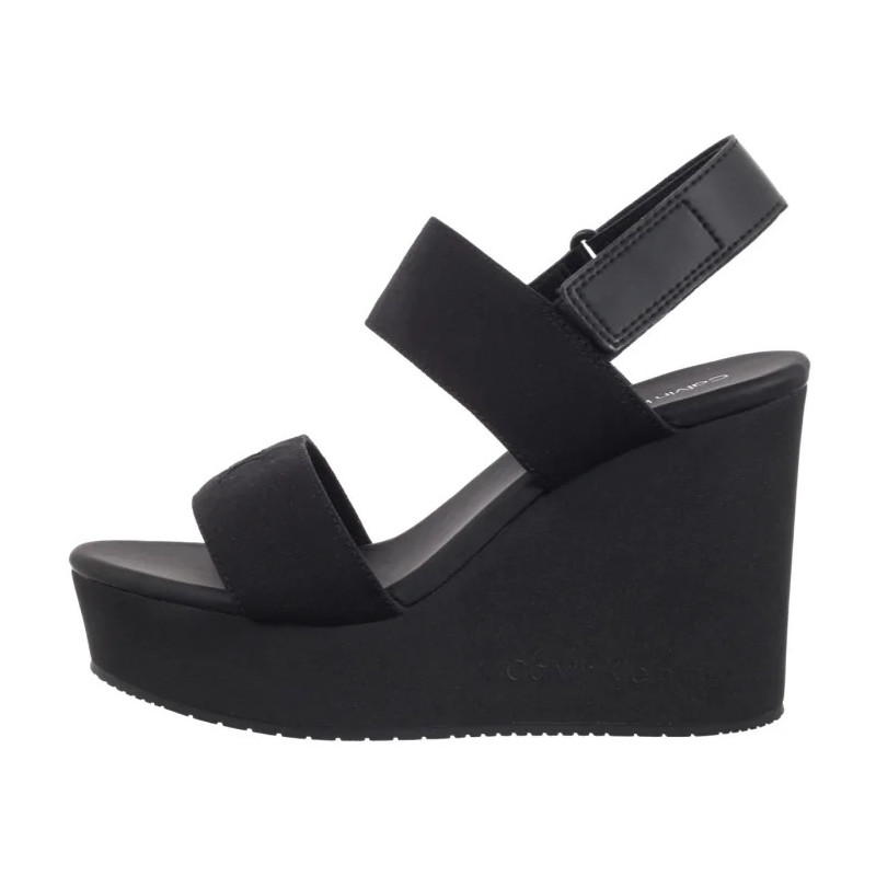 Calvin Klein Wedge Sandal Webbing In Triple Black YW0YW01790 0GJ (CK651-a) batai