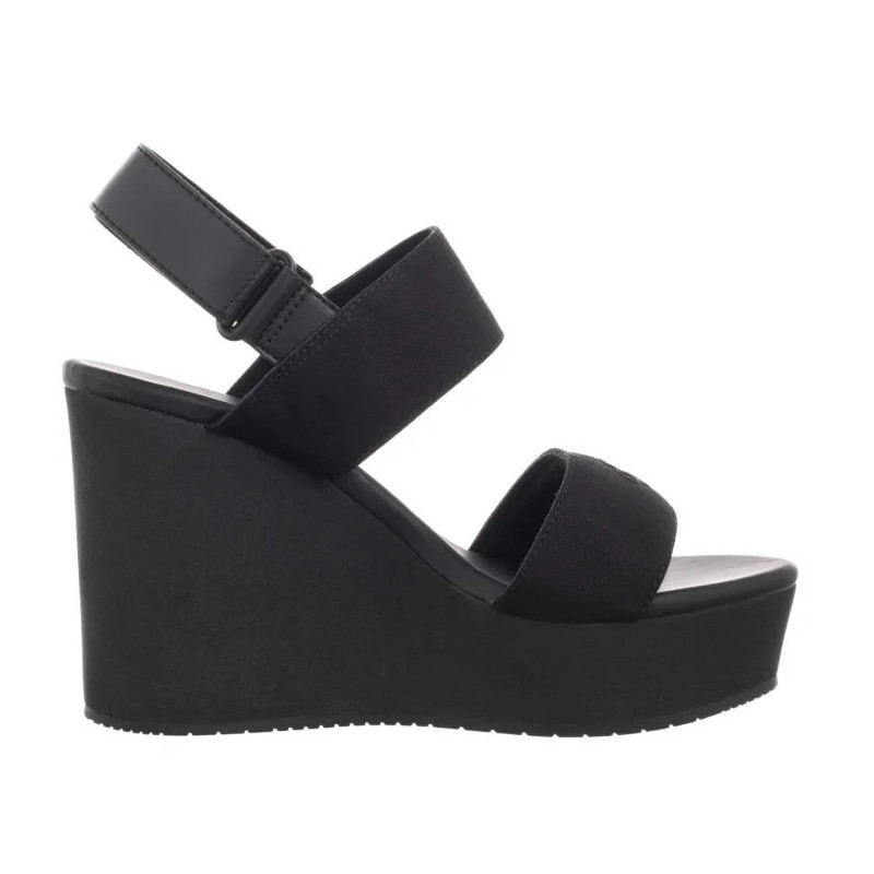 Calvin Klein Wedge Sandal Webbing In Triple Black YW0YW01790 0GJ (CK651-a) batai