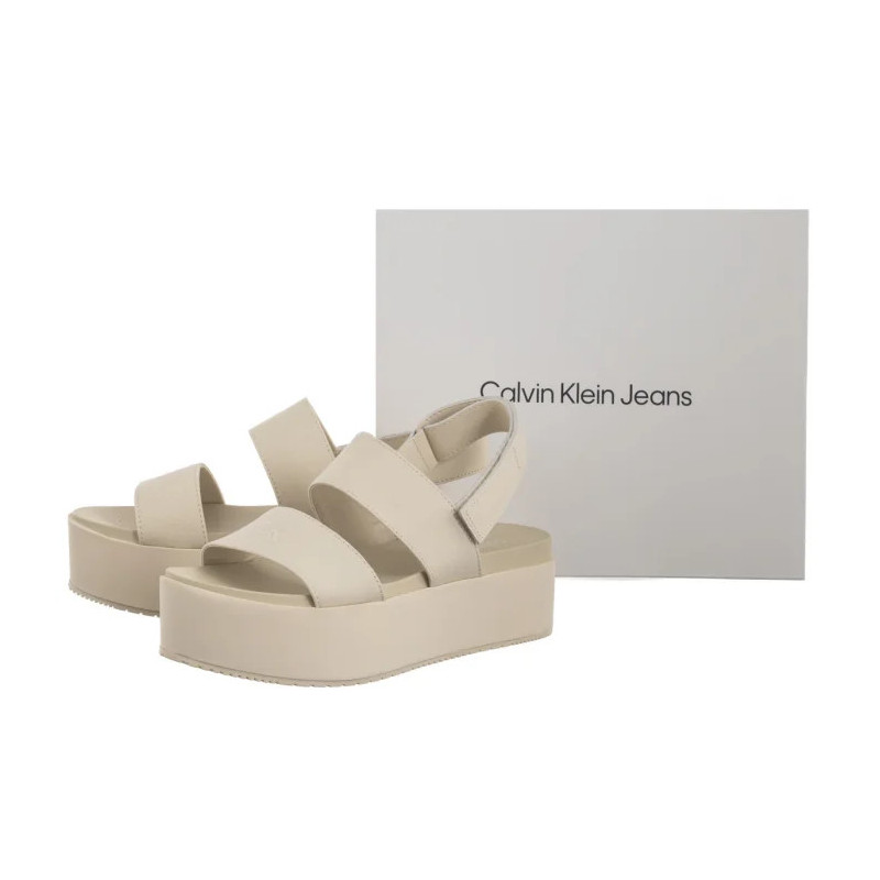 Calvin Klein Flatform Sandal Sling In Triple Turtle Dove YW0YW01788 AEO (CK652-a) sandalai