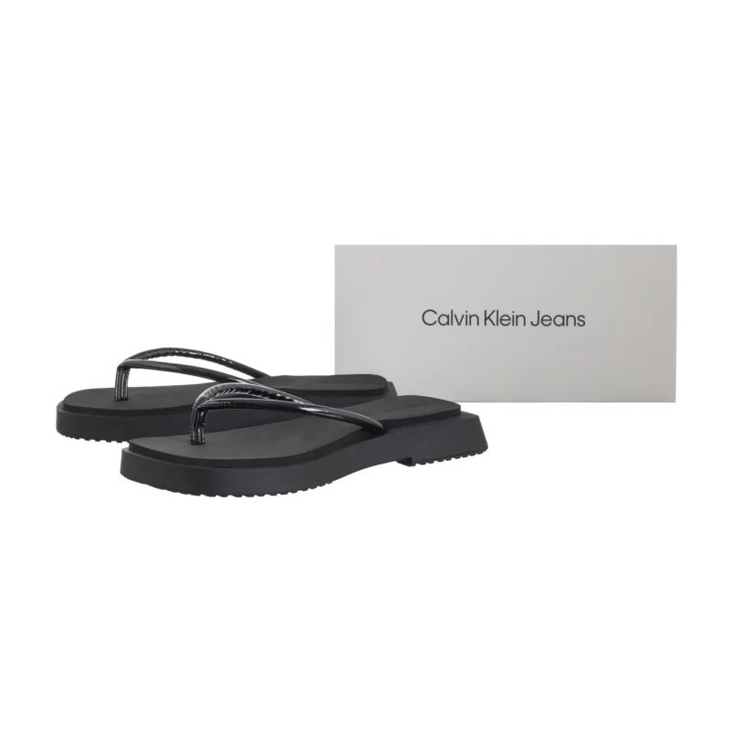 Calvin Klein Sq Low Wedge Sandal Stitch Triple Black YW0YW01716 0GJ (CK653-a) šlepetės