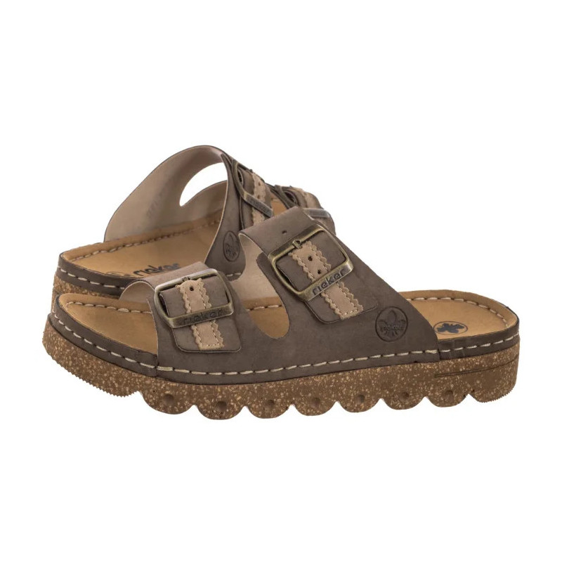 Rieker Brązowe V8751-24 Brown (RI275-a) Moteriški batai/šlepetės