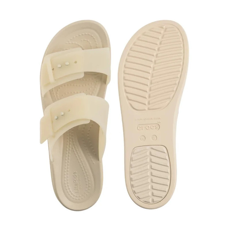 Crocs Brooklyn Buckle Frosted Low Wedge Sandstone 210980-0LH (CR368-b) bateliai