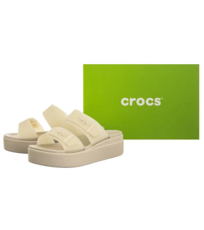 Crocs Brooklyn Buckle Frosted Low Wedge Sandstone 210980-0LH (CR368-b) bateliai