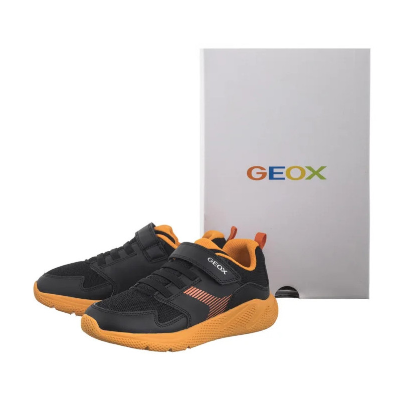 Geox J Sprintye B. A - Syn.Lea+Mesh Black/Orange J55GBA 0BC14 C0038 (GE209-a) sportiniai bateliai