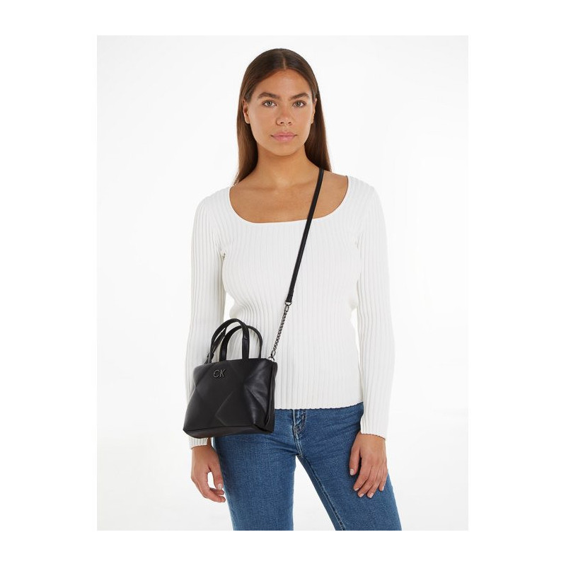 Calvin Klein Re-Lock Quilt Tote Mini Black K60K611340 BEH (CK438-a) rankinė