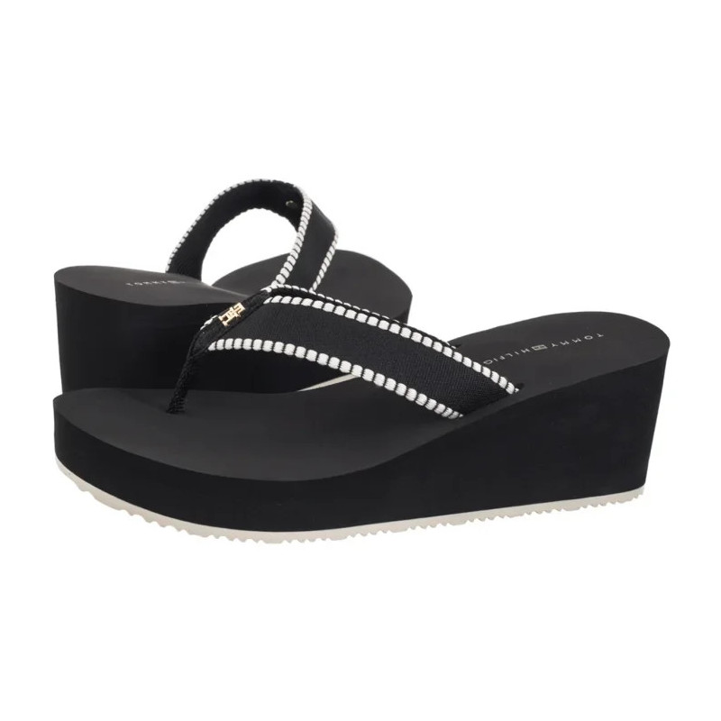 Tommy Hilfiger Wedge Beach Sandal Black FW0FW08738 BDS (TH1353-b) batai
