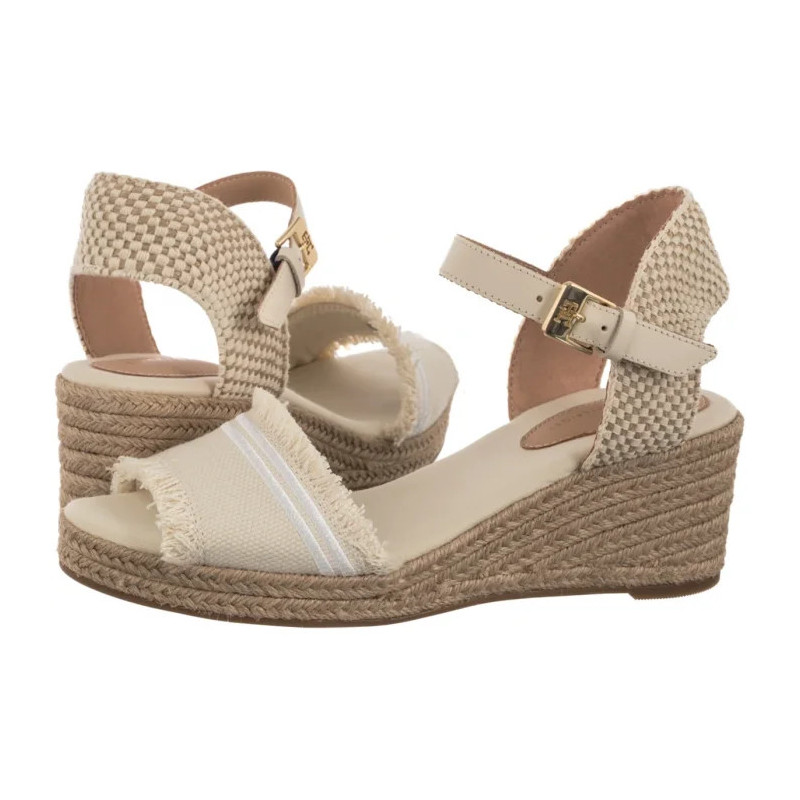 Tommy Hilfiger Fringe Canvas Medium Wedge Muslin FW0FW08879 ACJ (TH1359-a) sandalai
