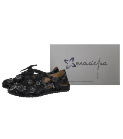 Maciejka Czarne/Kwiaty 06431-38/00-6 (MA1402-a) sandalai