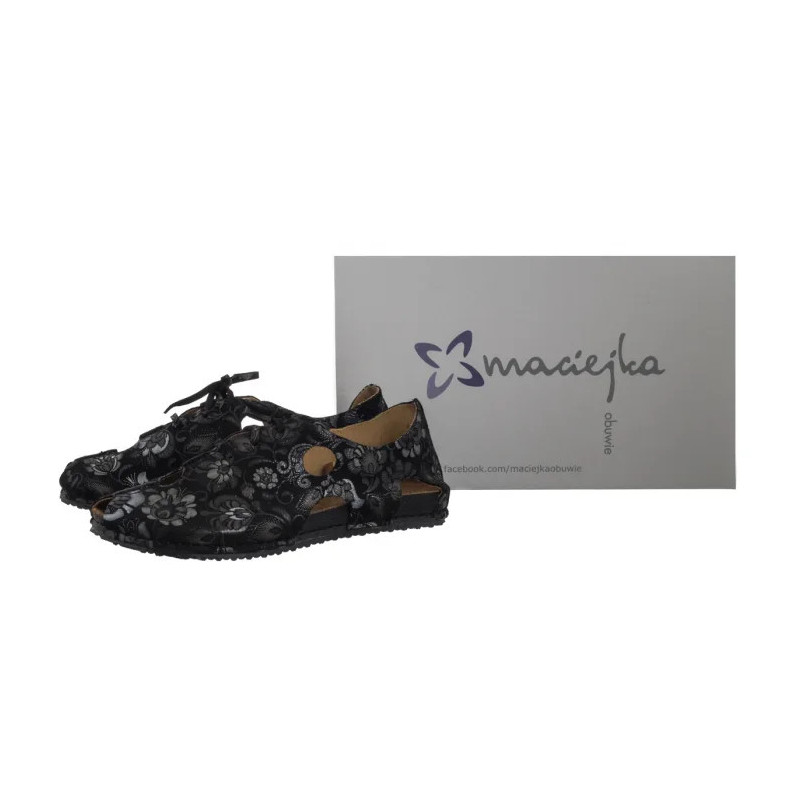 Maciejka Czarne/Kwiaty 06431-38/00-6 (MA1402-a) sandalai
