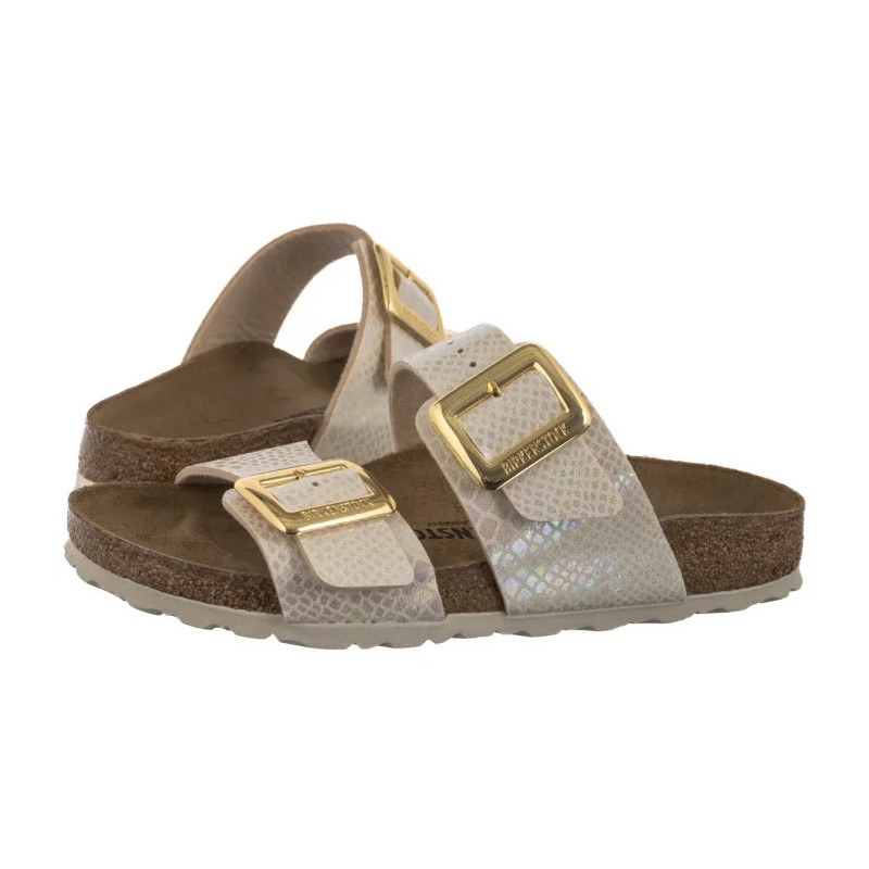 Birkenstock Sydney Cushion Buckle Shiny Snake Cream 1030258 (BK314-a) Moteriški batai/šlepetės