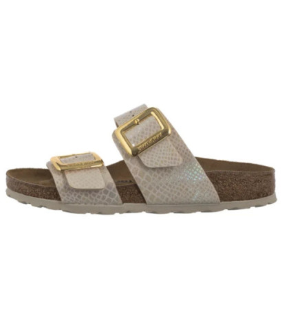 Birkenstock Sydney Cushion Buckle Shiny Snake Cream 1030258 (BK314-a) Moteriški batai/šlepetės