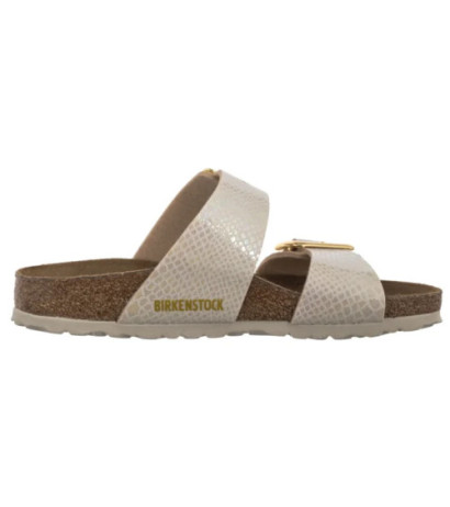 Birkenstock Sydney Cushion Buckle Shiny Snake Cream 1030258 (BK314-a) Moteriški batai/šlepetės