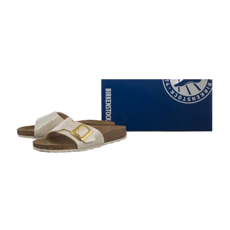 Birkenstock Catalina Cushion Buckle Shiny Snake Cream 1030360 (BK317-a) Moteriški batai/šlepetės