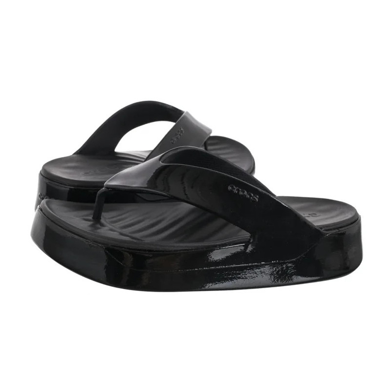 Crocs Getaway Platform Patent Flip Black 211478-001 (CR396-a) šlepetės