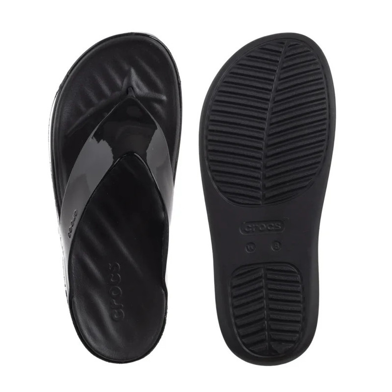 Crocs Getaway Platform Patent Flip Black 211478-001 (CR396-a) šlepetės