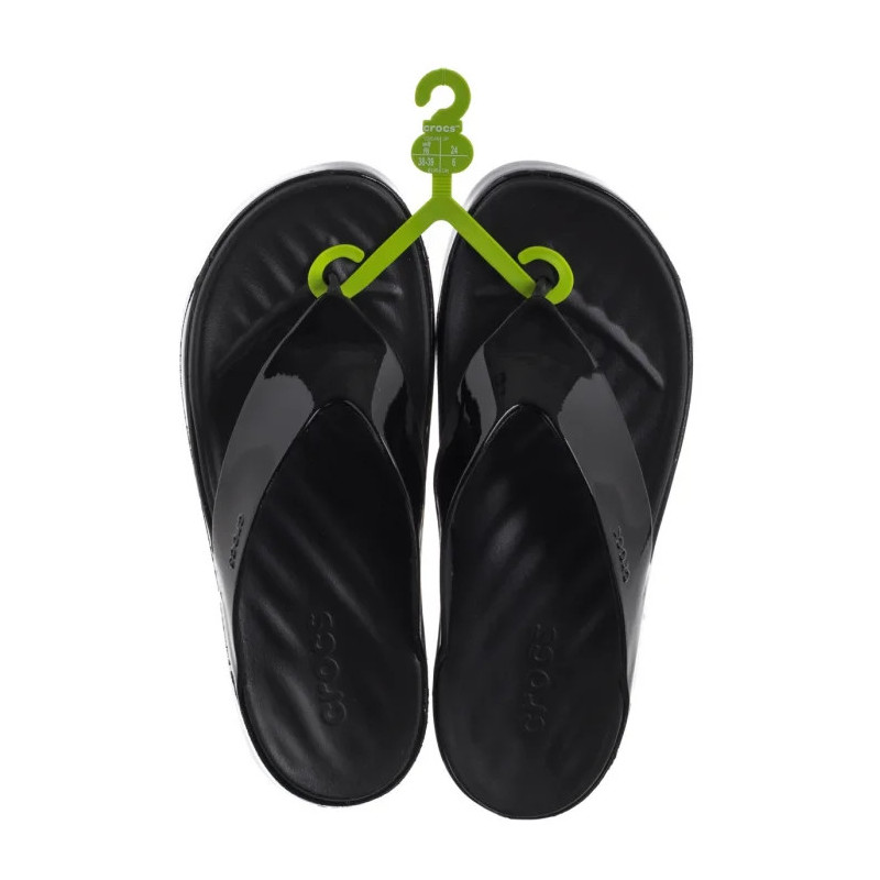 Crocs Getaway Platform Patent Flip Black 211478-001 (CR396-a) šlepetės