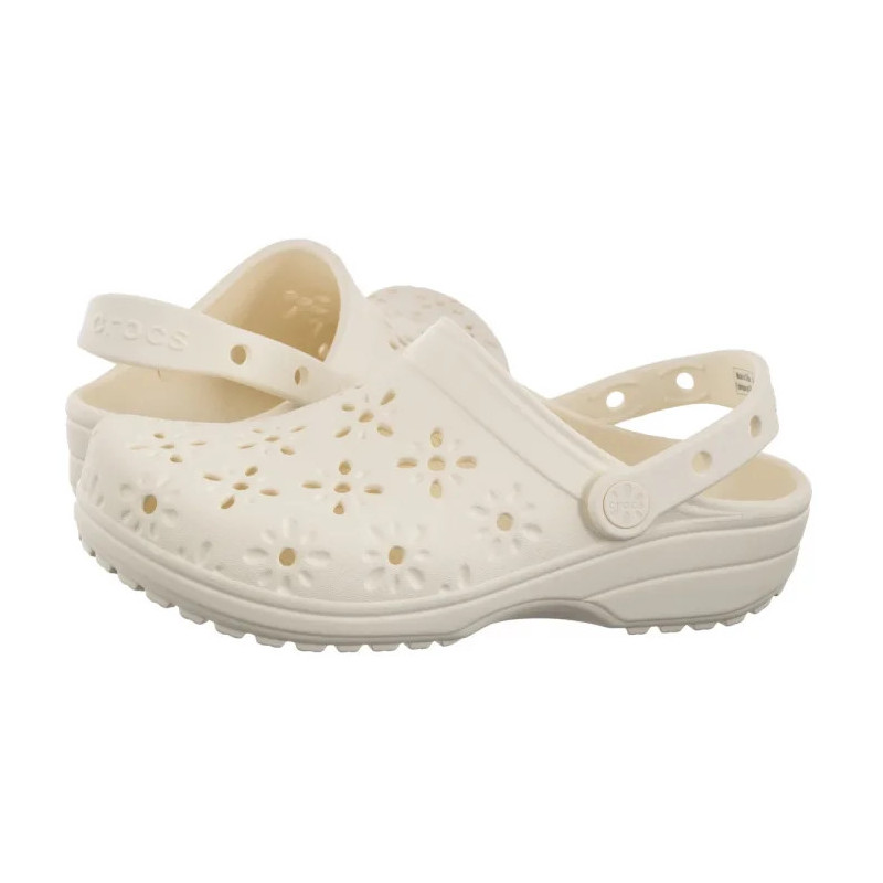 Crocs Classic Floral Cut Out Clog Chalk 210927-0WV (CR389-b) Moteriški batai/šlepetės
