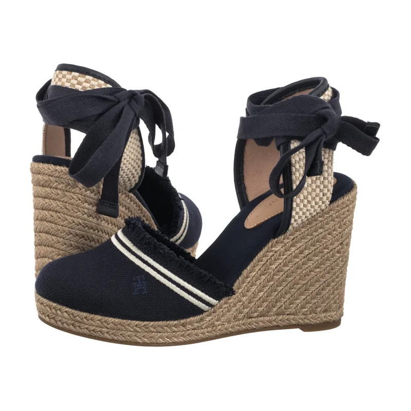 Tommy Hilfiger Fringe Canvas High Wedge Space Blue FW0FW08878 DW6 (TH1358-a) batai