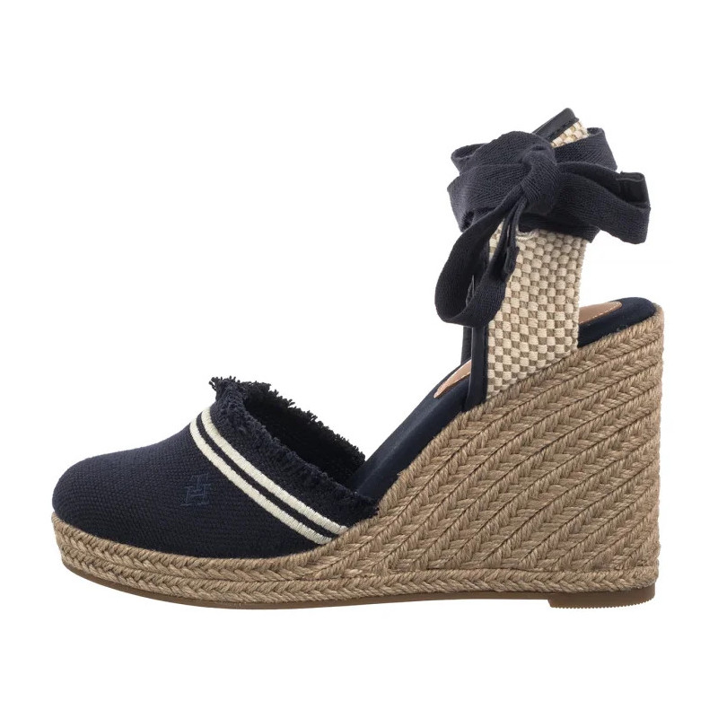 Tommy Hilfiger Fringe Canvas High Wedge Space Blue FW0FW08878 DW6 (TH1358-a) batai