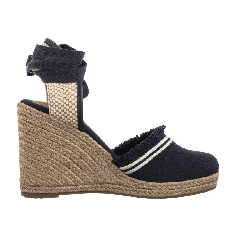 Tommy Hilfiger Fringe Canvas High Wedge Space Blue FW0FW08878 DW6 (TH1358-a) batai