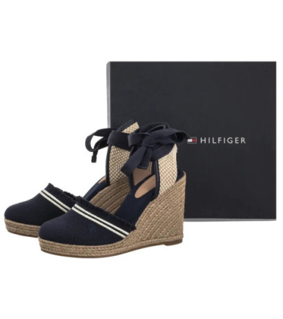 Tommy Hilfiger Fringe Canvas High Wedge Space Blue FW0FW08878 DW6 (TH1358-a) batai