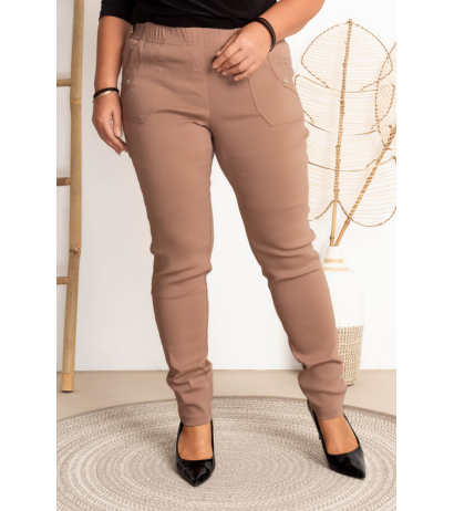 Ilgos tamprios kelnės paaukštintu liemeniu BENGALINY 09 K28 Dark camel