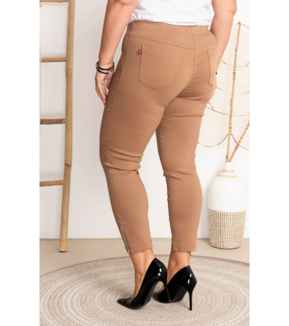Tamprios kelnės paaukštintu liemeniu BENGALINY 04 Dark camel
