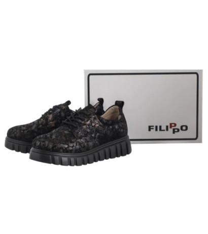 Filippo Czarne Kwiaty DP6846/25 BK FL (FO177-a) batai
