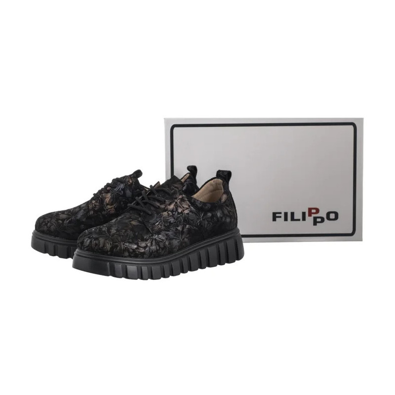 Filippo Czarne Kwiaty DP6846/25 BK FL (FO177-a) batai