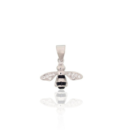 Sidabrinis pakabukas 2301999(PRh-Gr)_CZ+ML-BK, Sidabras 925°, rodis (padengti), Cirkonai , Juvelyrinė emalė
