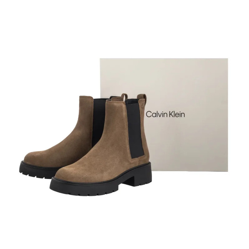 Calvin Klein Chunky Chelsea Boot Suede Classic Taupe YW0YW02071 ADH (CK691-a) batai