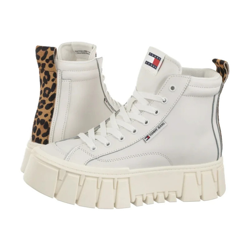 Tommy Hilfiger Tjw Vulc Flatform Leopard Ecru EN0EN02858 YBL (TH1402-a) bateliai